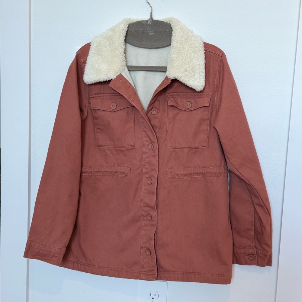 Utility Jacket with Faux Shearling Collar